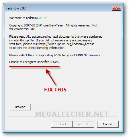 Fixing Redsn0w Unable to Recognize Specified IPSW